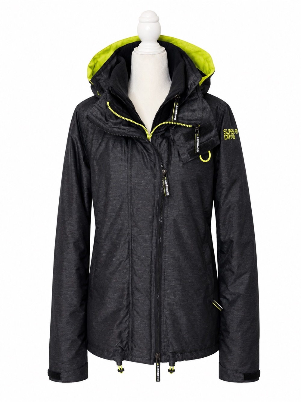 Superdry Windcheater Jacket Mens 2XL Neon Hooded Full Zip Double Zip Coat